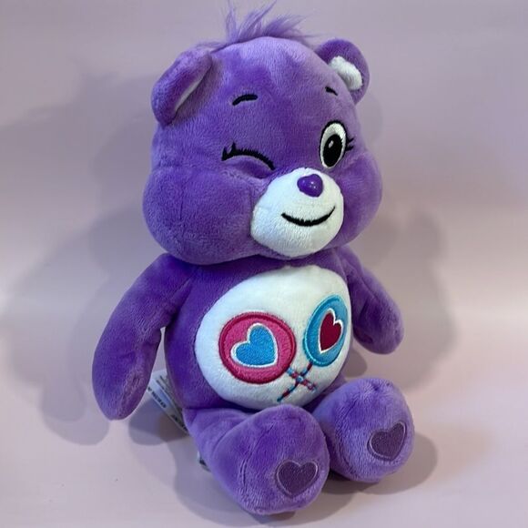 Care Bears Share Bear Purple Winking Excellent Used Condition 10” tall Soft - Picture 6 of 7